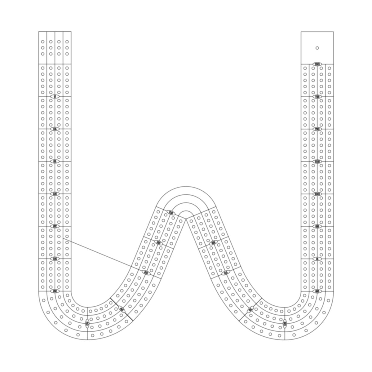 Letter W Cribbage Board Pattern / Template