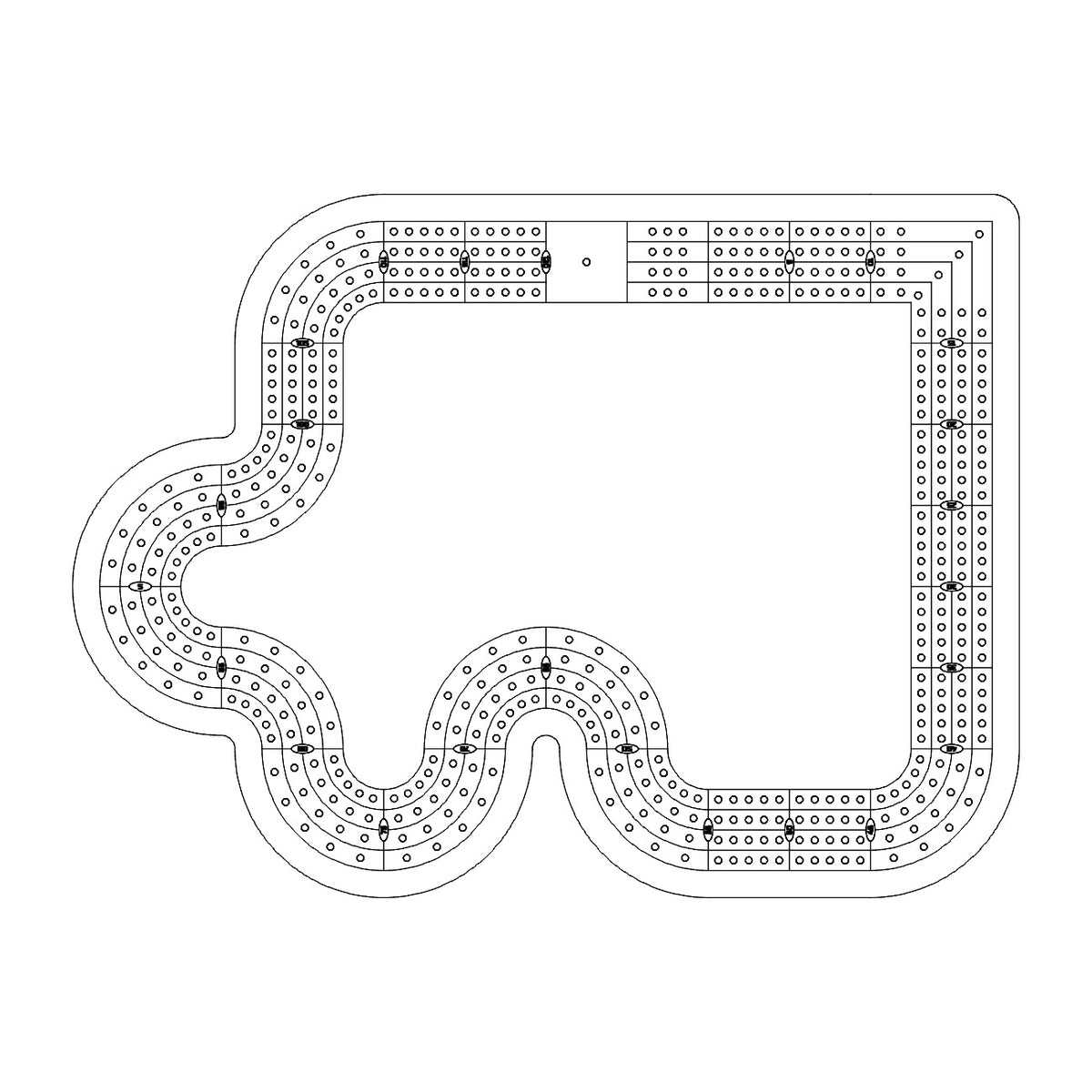 Puzzle Piece Corner 4 Lane Cribbage Board Pattern / Template