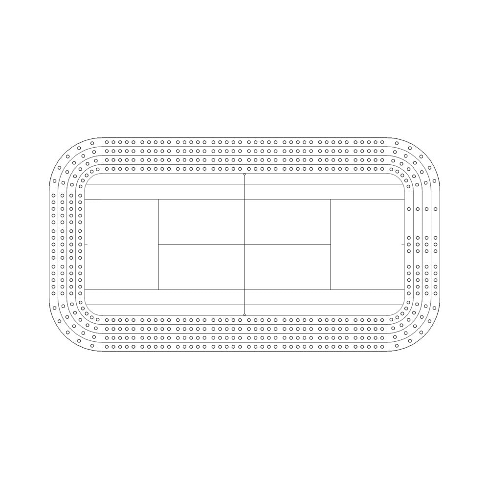 The Center Court Tier | Tennis Court Multi-Level 4-Lane Cribbage Board Template